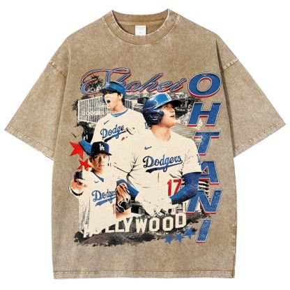 Vintage Style Unisex-Adult Oversized Washed Street T-shirt SHOHEI OHTANI Tee
