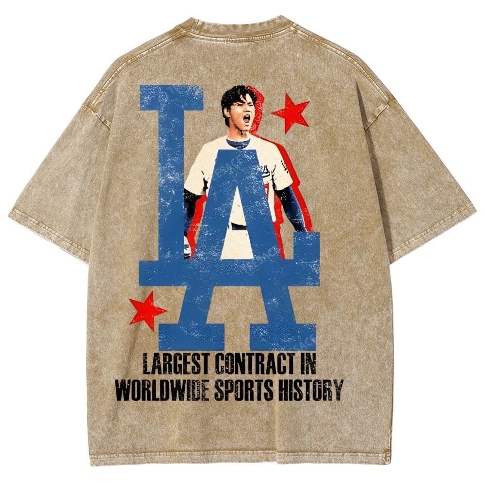 Vintage Style Unisex-Adult Oversized Washed Street T-shirt SHOHEI OHTANI Tee