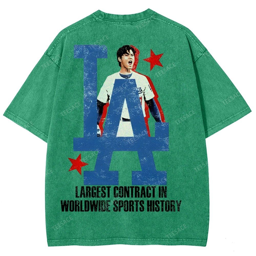 Vintage Style Unisex-Adult Oversized Washed Street T-shirt SHOHEI OHTANI Tee