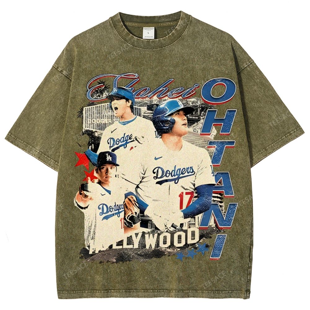 Vintage Style Unisex-Adult Oversized Washed Street T-shirt SHOHEI OHTANI Tee