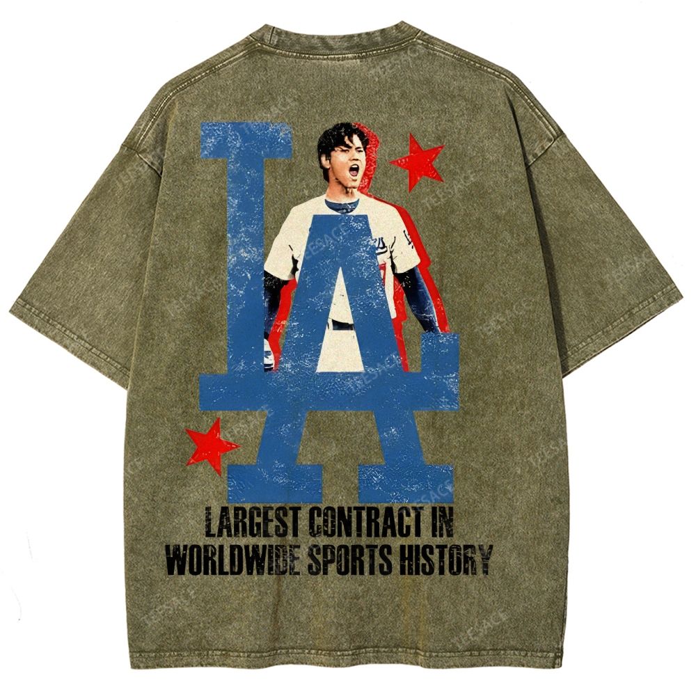 Vintage Style Unisex-Adult Oversized Washed Street T-shirt SHOHEI OHTANI Tee