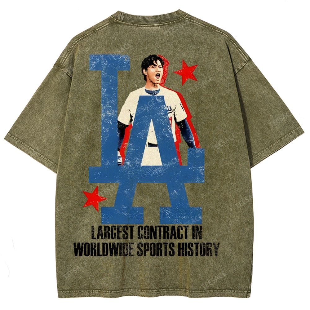 Vintage Style Unisex-Adult Oversized Washed Street T-shirt SHOHEI OHTANI Tee