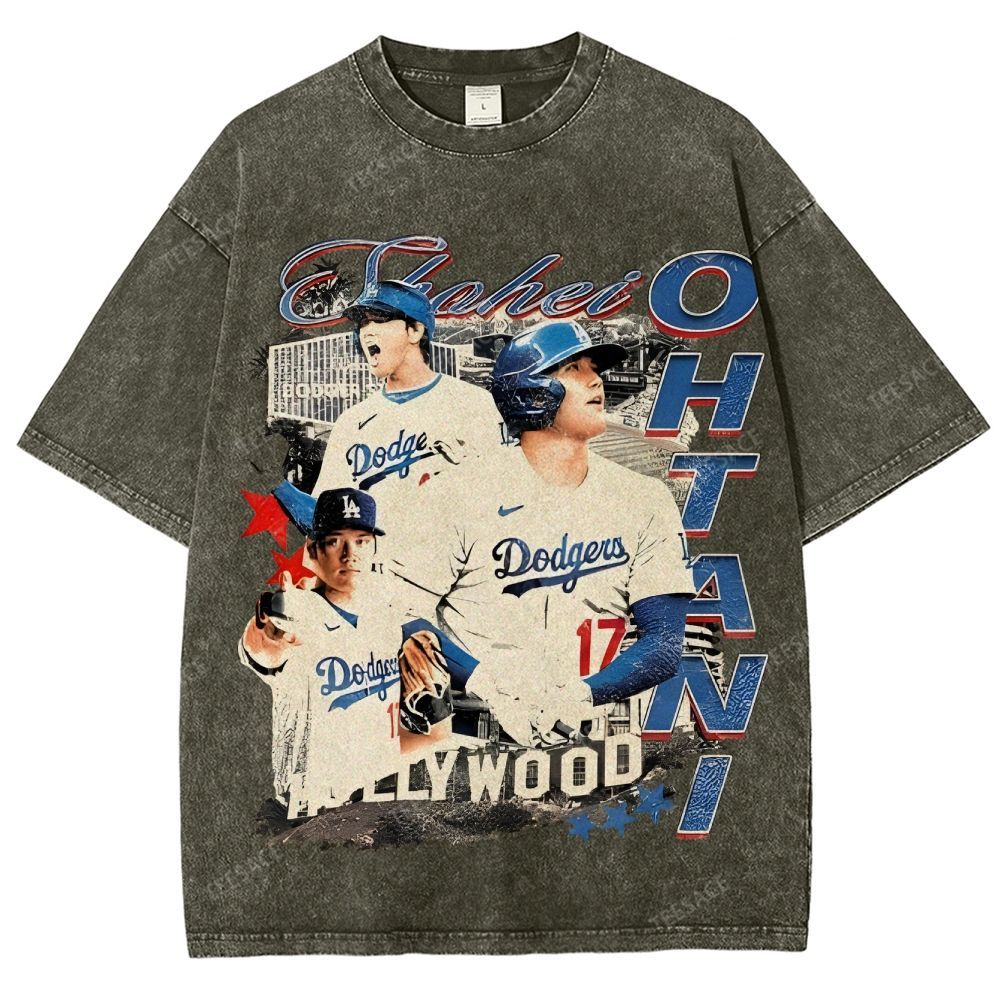 Vintage Style Unisex-Adult Oversized Washed Street T-shirt SHOHEI OHTANI Tee