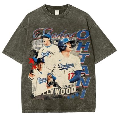 Vintage Style Unisex-Adult Oversized Washed Street T-shirt SHOHEI OHTANI Tee