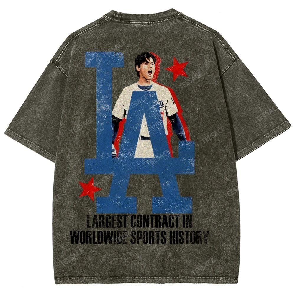 Vintage Style Unisex-Adult Oversized Washed Street T-shirt SHOHEI OHTANI Tee