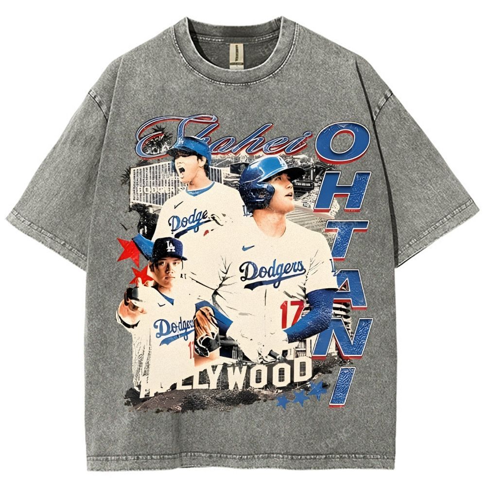 Vintage Style Unisex-Adult Oversized Washed Street T-shirt SHOHEI OHTANI Tee