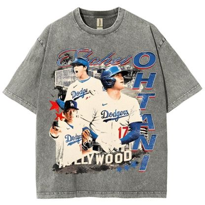 Vintage Style Unisex-Adult Oversized Washed Street T-shirt SHOHEI OHTANI Tee