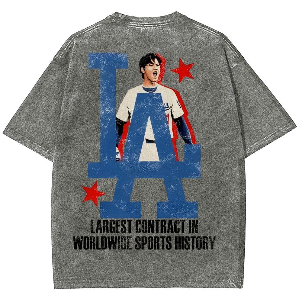Vintage Style Unisex-Adult Oversized Washed Street T-shirt SHOHEI OHTANI Tee