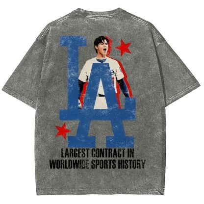 Vintage Style Unisex-Adult Oversized Washed Street T-shirt SHOHEI OHTANI Tee