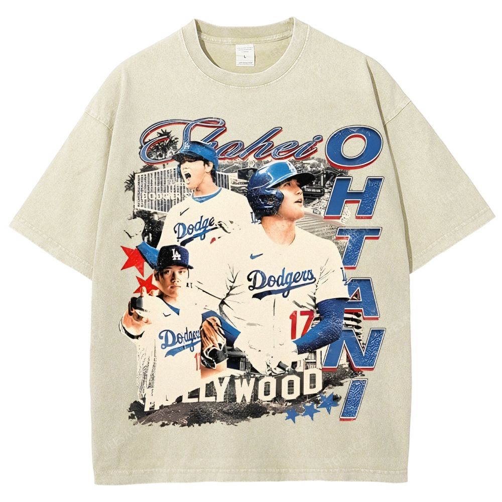 Vintage Style Unisex-Adult Oversized Washed Street T-shirt SHOHEI OHTANI Tee