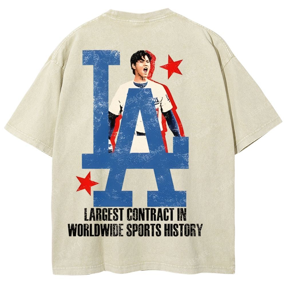 Vintage Style Unisex-Adult Oversized Washed Street T-shirt SHOHEI OHTANI Tee