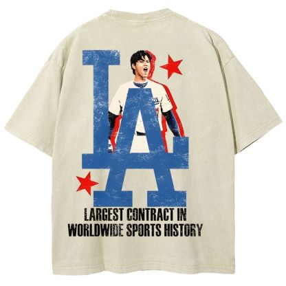 Vintage Style Unisex-Adult Oversized Washed Street T-shirt SHOHEI OHTANI Tee