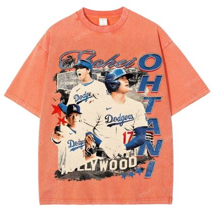 Vintage Style Unisex-Adult Oversized Washed Street T-shirt SHOHEI OHTANI Tee
