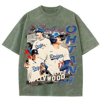 Vintage Style Unisex-Adult Oversized Washed Street T-shirt SHOHEI OHTANI Tee