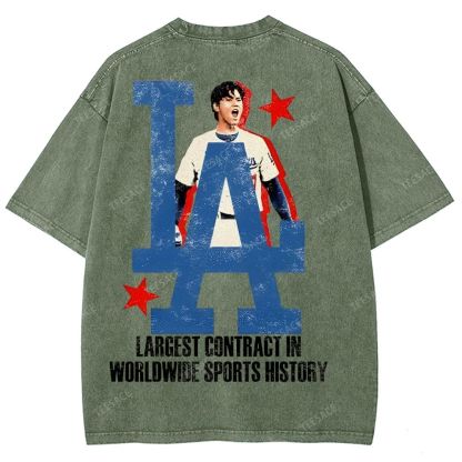 Vintage Style Unisex-Adult Oversized Washed Street T-shirt SHOHEI OHTANI Tee