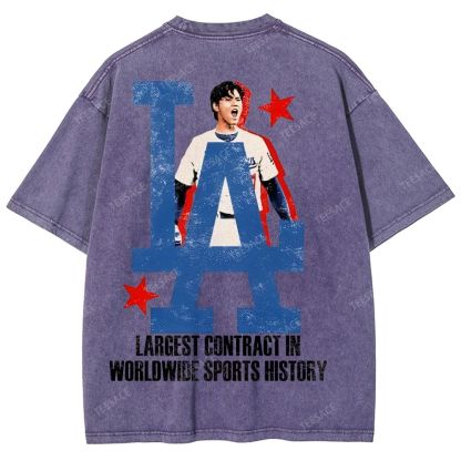 Vintage Style Unisex-Adult Oversized Washed Street T-shirt SHOHEI OHTANI Tee