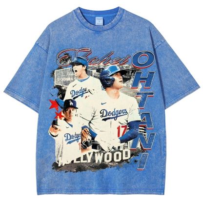 Vintage Style Unisex-Adult Oversized Washed Street T-shirt SHOHEI OHTANI Tee