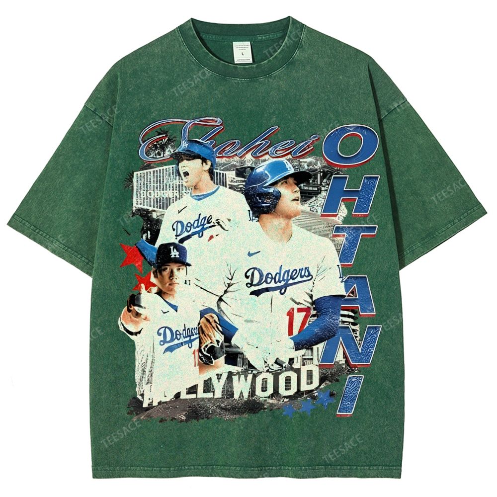 Vintage Style Unisex-Adult Oversized Washed Street T-shirt SHOHEI OHTANI Tee