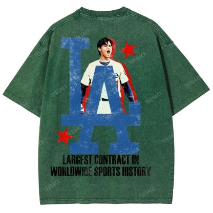 Vintage Style Unisex-Adult Oversized Washed Street T-shirt SHOHEI OHTANI Tee