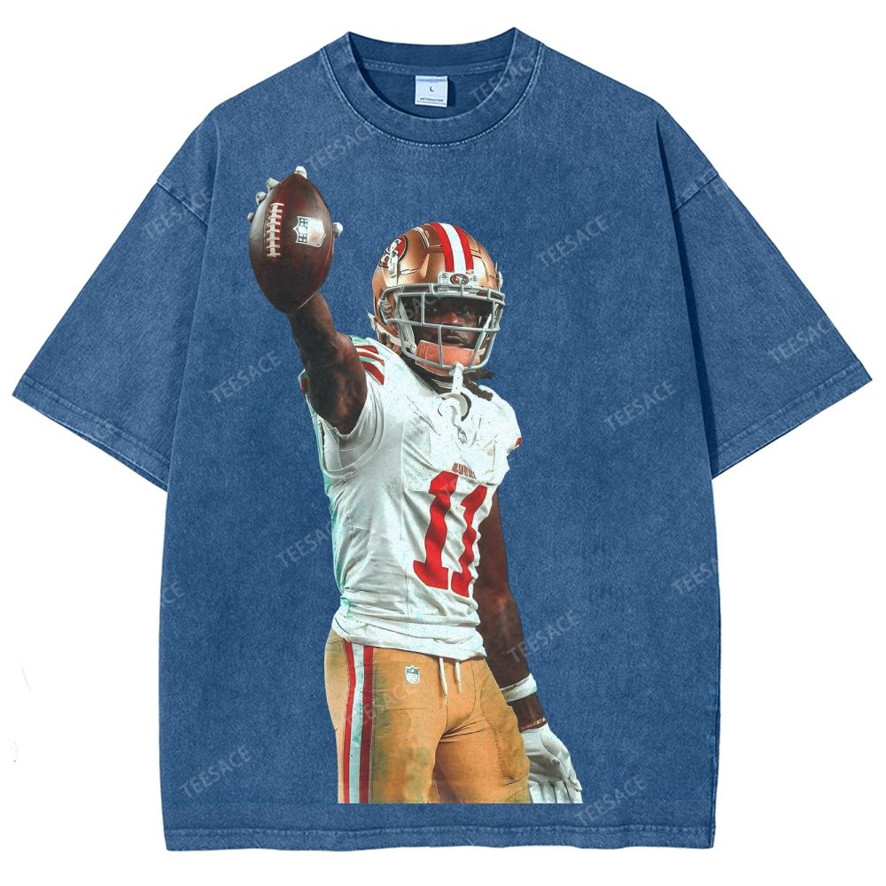 Vintage Style Unisex-Adult Oversized Washed Street T-shirt 49ers Brandon Aiyuk