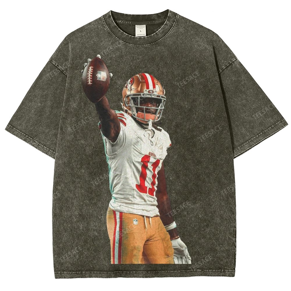 Vintage Style Unisex-Adult Oversized Washed Street T-shirt 49ers Brandon Aiyuk