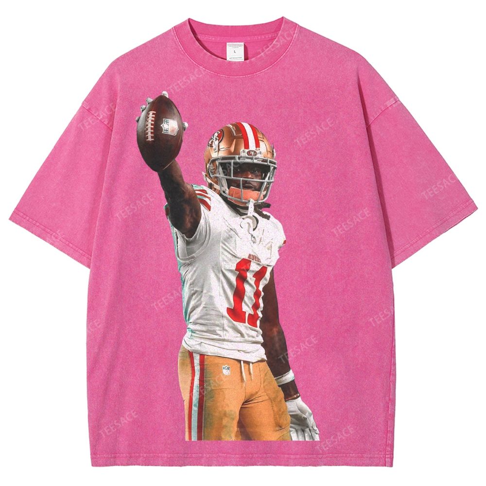 Vintage Style Unisex-Adult Oversized Washed Street T-shirt 49ers Brandon Aiyuk