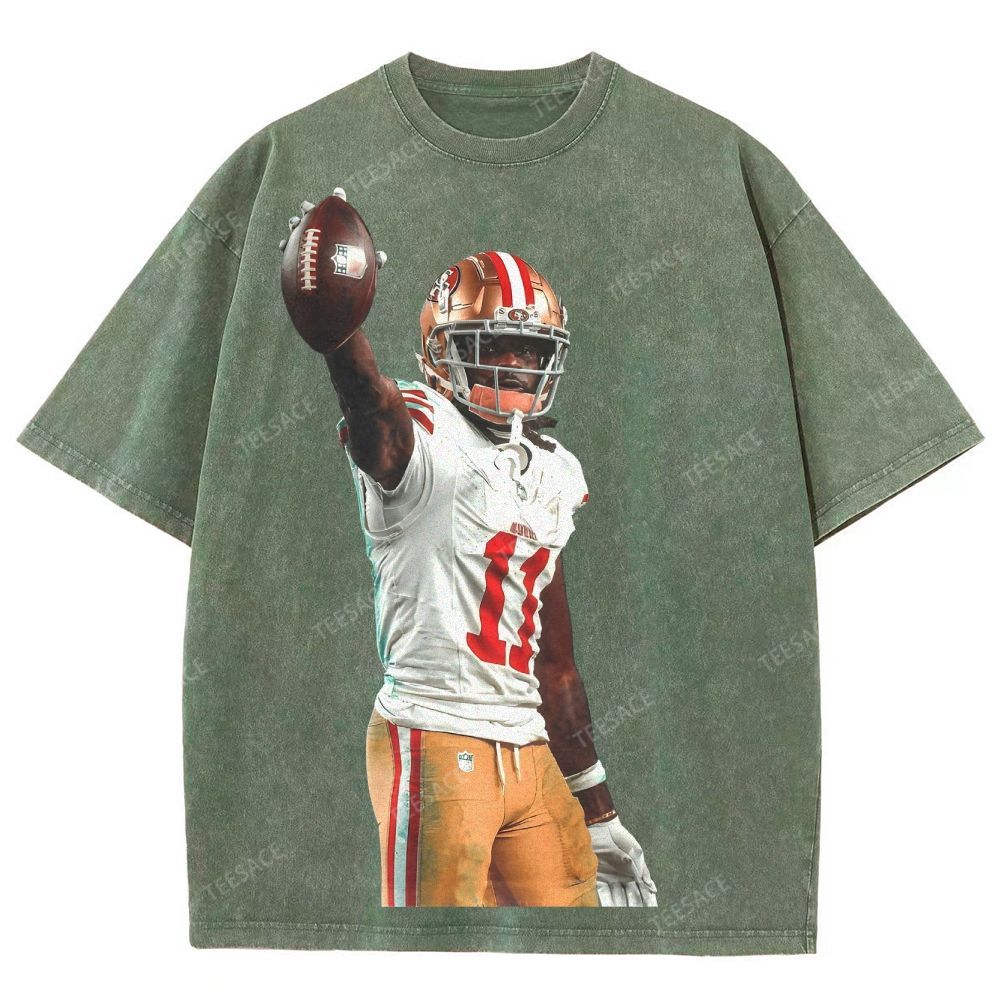 Vintage Style Unisex-Adult Oversized Washed Street T-shirt 49ers Brandon Aiyuk