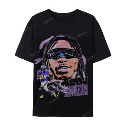 Unisex Casual Cotton Short Sleeve T-Shirt JUSTIN JEFFERSON TEE 