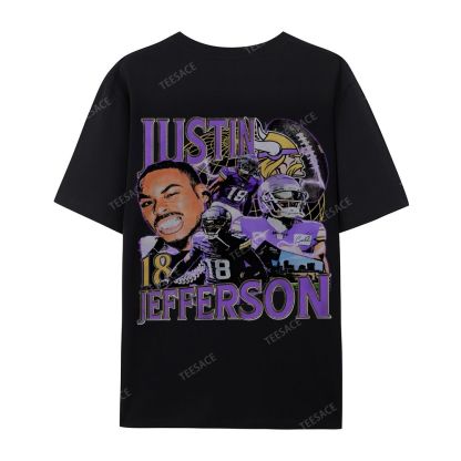 Unisex Casual Cotton Short Sleeve T-Shirt JUSTIN JEFFERSON TEE 