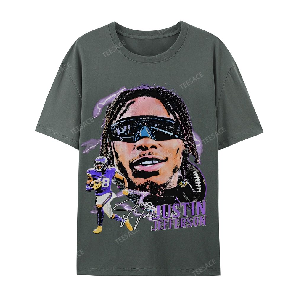Unisex Casual Cotton Short Sleeve T-Shirt JUSTIN JEFFERSON TEE 