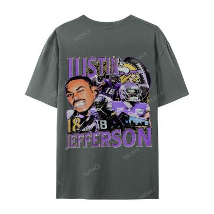 Unisex Casual Cotton Short Sleeve T-Shirt JUSTIN JEFFERSON TEE 