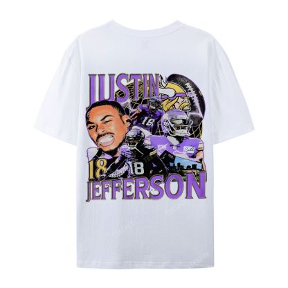 Unisex Casual Cotton Short Sleeve T-Shirt JUSTIN JEFFERSON TEE 