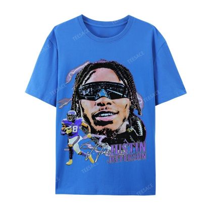 Unisex Casual Cotton Short Sleeve T-Shirt JUSTIN JEFFERSON TEE 