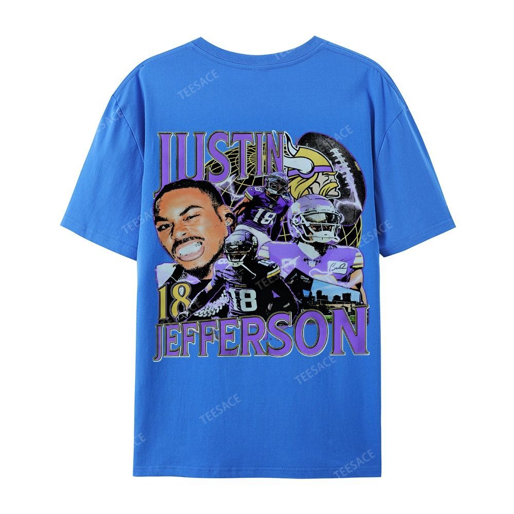 Unisex Casual Cotton Short Sleeve T-Shirt JUSTIN JEFFERSON TEE 