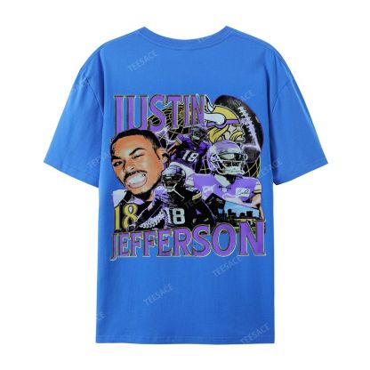 Unisex Casual Cotton Short Sleeve T-Shirt JUSTIN JEFFERSON TEE 