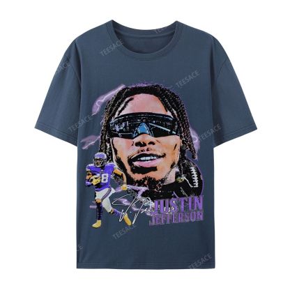 Unisex Casual Cotton Short Sleeve T-Shirt JUSTIN JEFFERSON TEE 