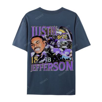 Unisex Casual Cotton Short Sleeve T-Shirt JUSTIN JEFFERSON TEE 