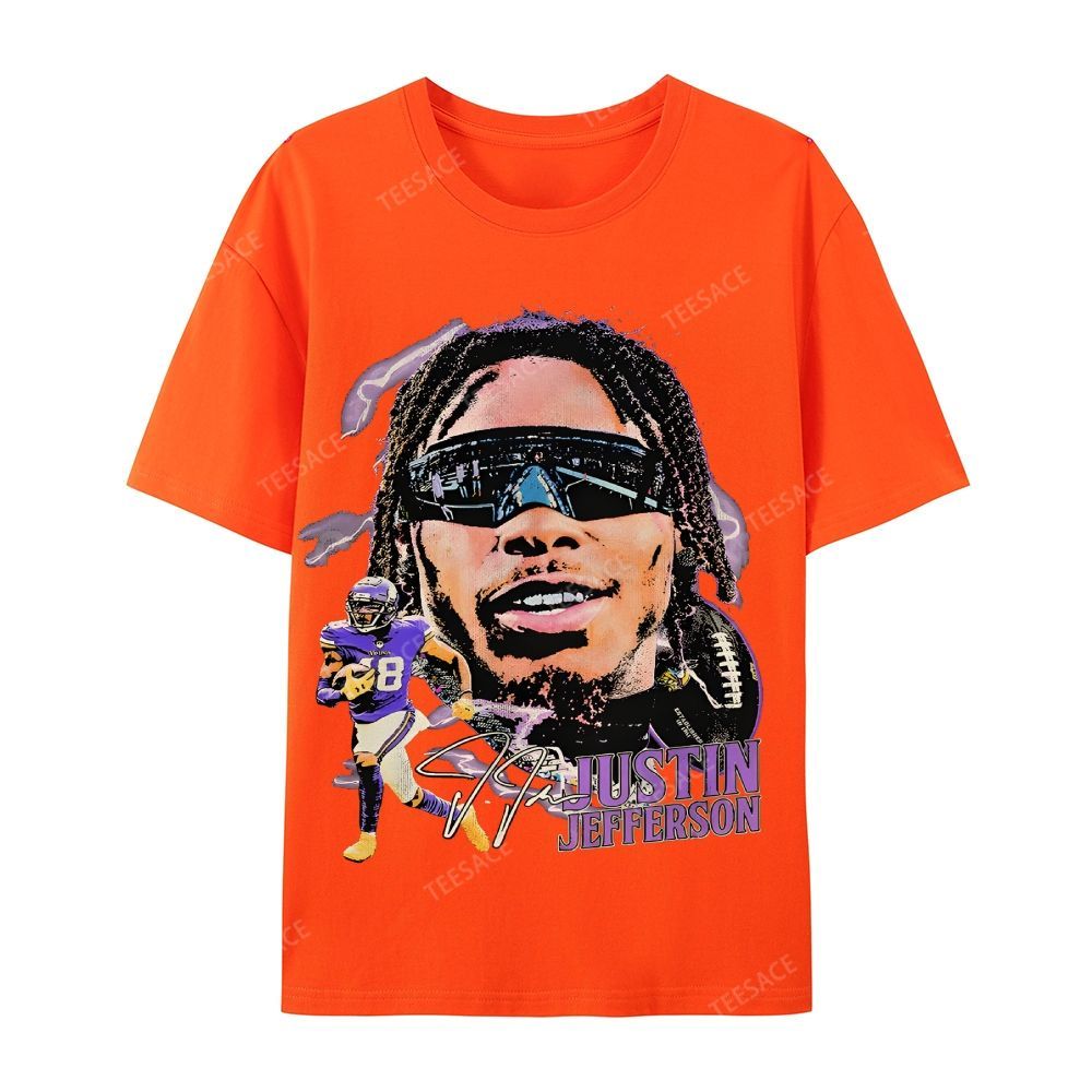 Unisex Casual Cotton Short Sleeve T-Shirt JUSTIN JEFFERSON TEE 