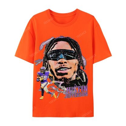 Unisex Casual Cotton Short Sleeve T-Shirt JUSTIN JEFFERSON TEE 