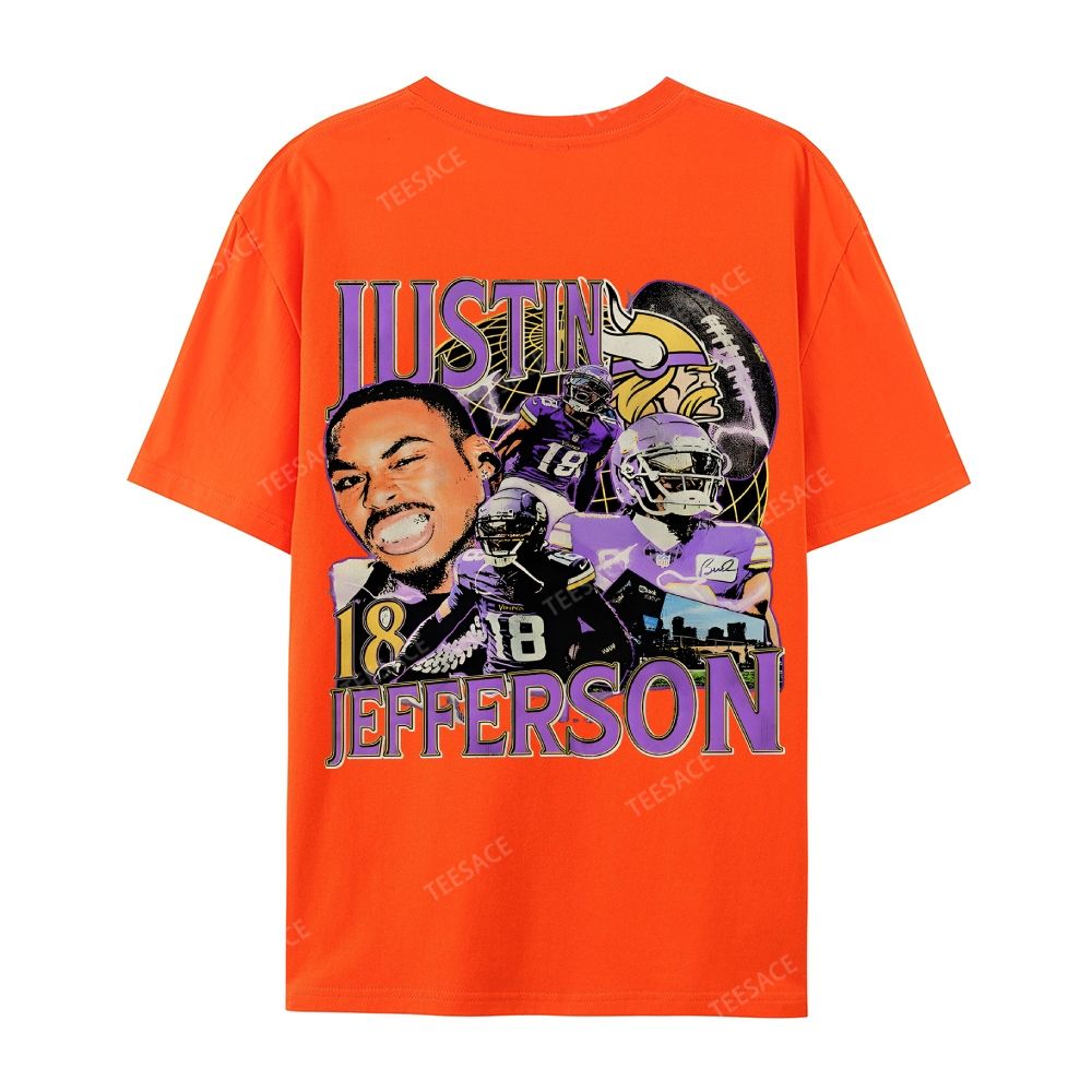 Unisex Casual Cotton Short Sleeve T-Shirt JUSTIN JEFFERSON TEE 