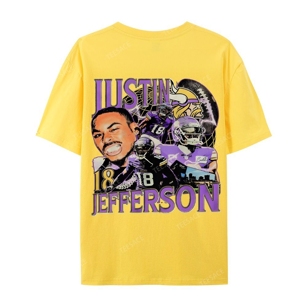 Unisex Casual Cotton Short Sleeve T-Shirt JUSTIN JEFFERSON TEE 