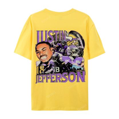 Unisex Casual Cotton Short Sleeve T-Shirt JUSTIN JEFFERSON TEE 