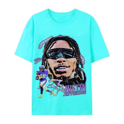 Unisex Casual Cotton Short Sleeve T-Shirt JUSTIN JEFFERSON TEE 