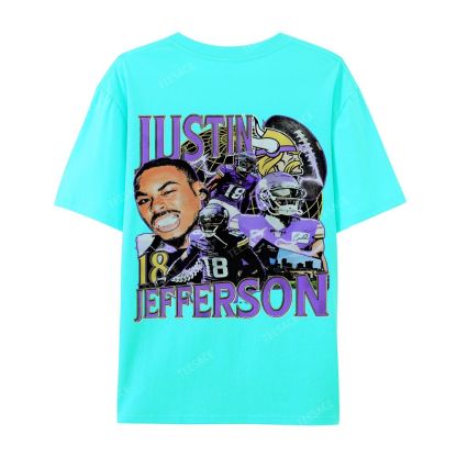 Unisex Casual Cotton Short Sleeve T-Shirt JUSTIN JEFFERSON TEE 