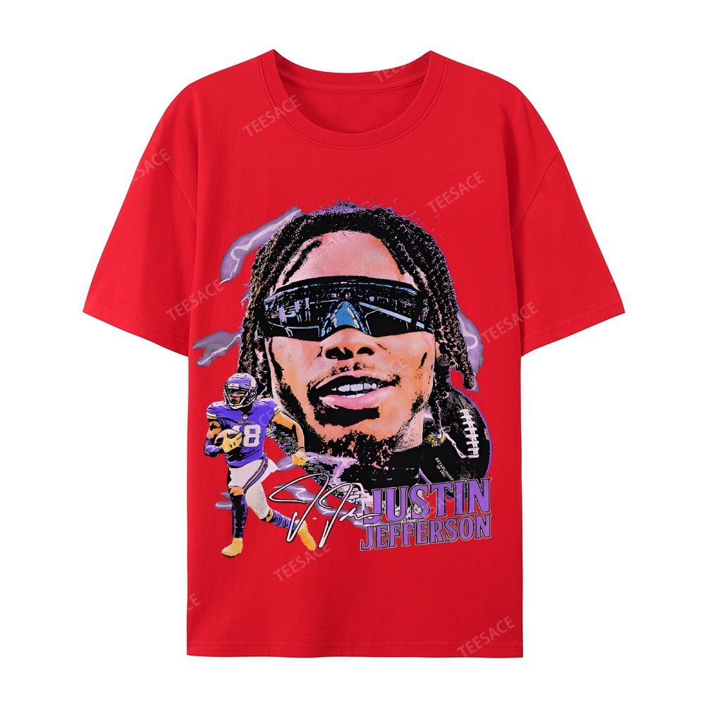 Unisex Casual Cotton Short Sleeve T-Shirt JUSTIN JEFFERSON TEE 