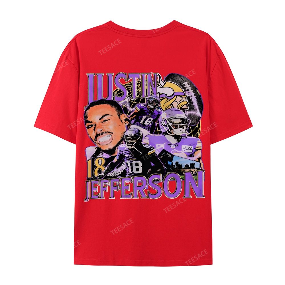 Unisex Casual Cotton Short Sleeve T-Shirt JUSTIN JEFFERSON TEE 