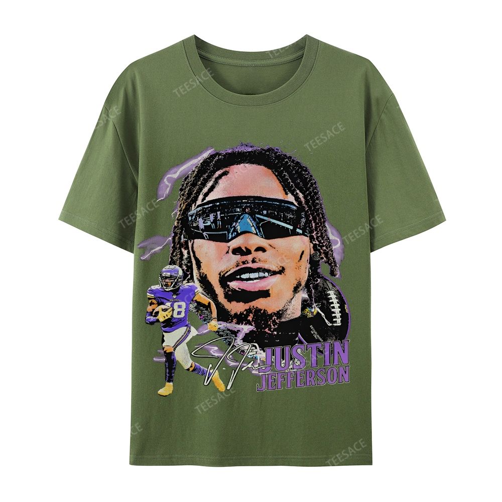 Unisex Casual Cotton Short Sleeve T-Shirt JUSTIN JEFFERSON TEE 