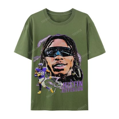 Unisex Casual Cotton Short Sleeve T-Shirt JUSTIN JEFFERSON TEE 