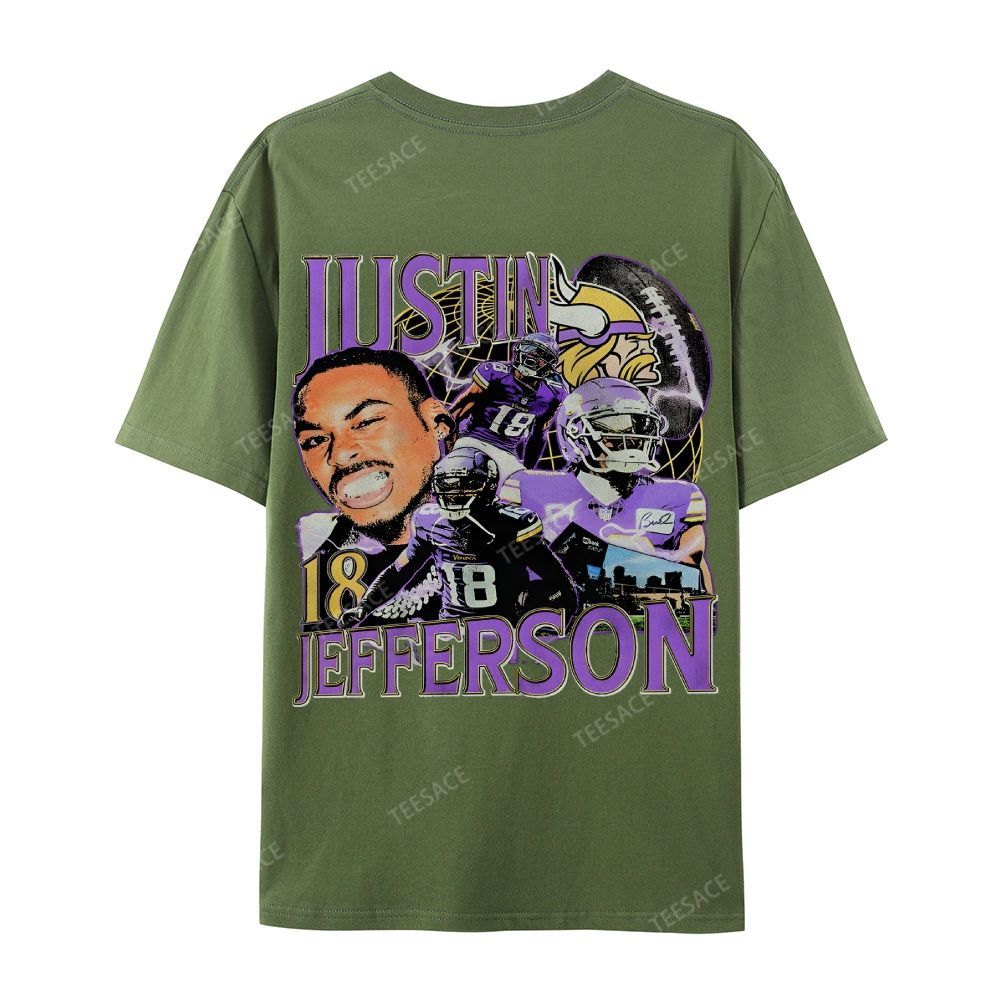 Unisex Casual Cotton Short Sleeve T-Shirt JUSTIN JEFFERSON TEE 