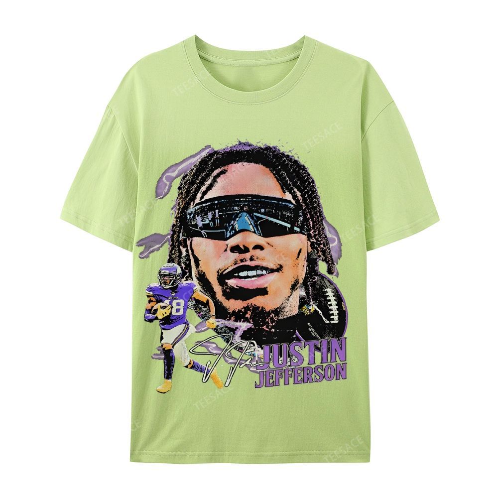 Unisex Casual Cotton Short Sleeve T-Shirt JUSTIN JEFFERSON TEE 